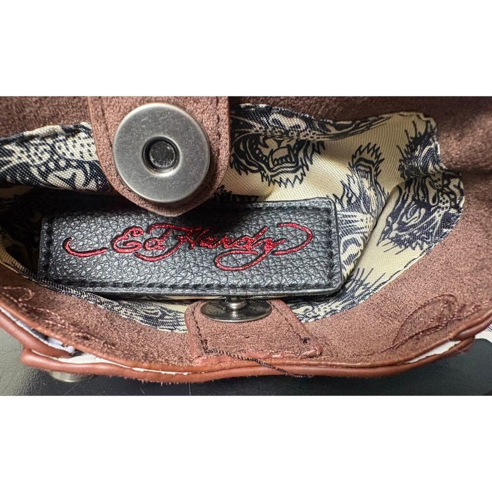 NWT - Stylish Ed Hardy Mini Brown Crossbody Bag - Picture 8 of 10
